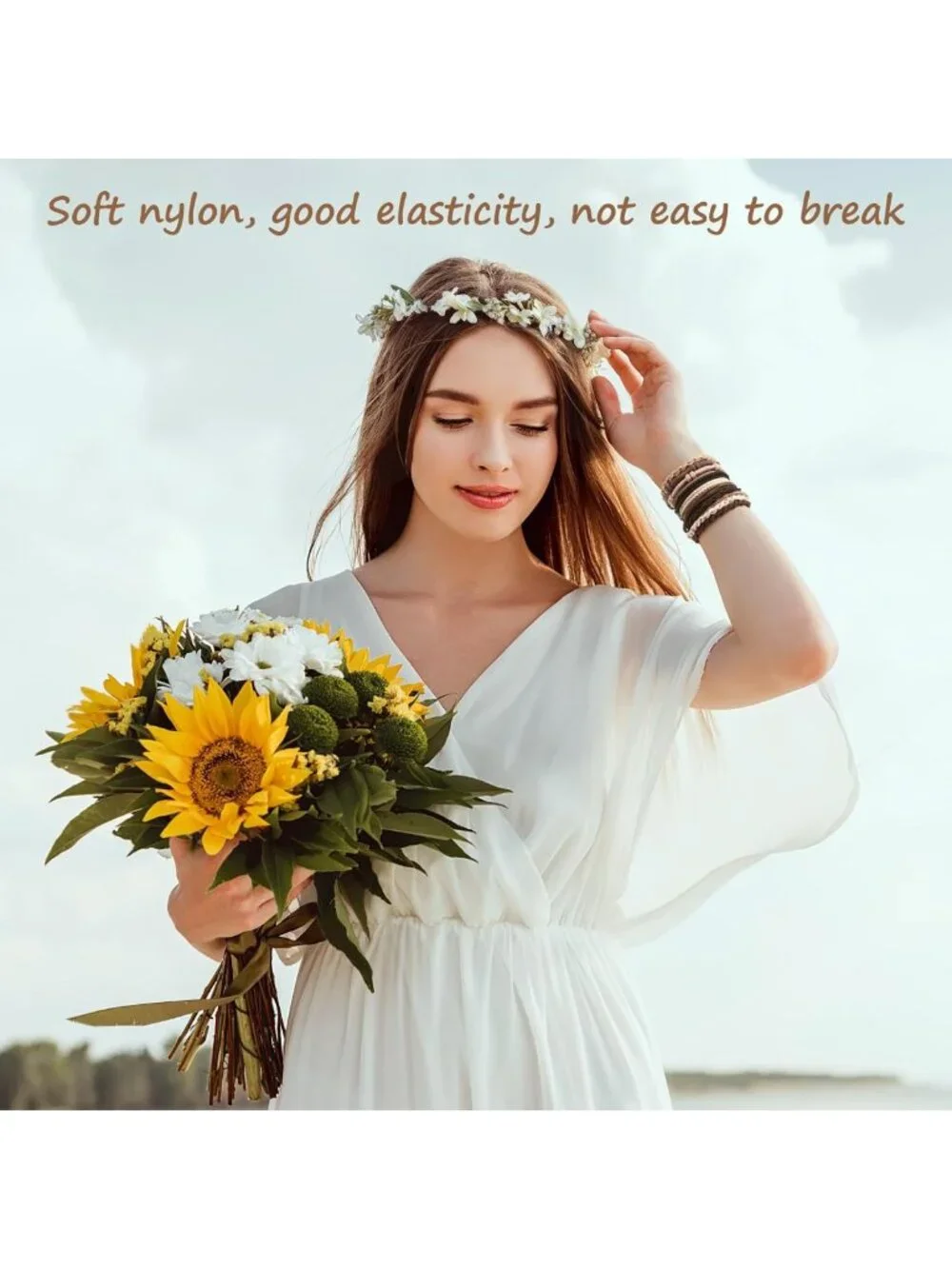 20 PCS Boho Hair Ties - Cute No Damage Hair Tie Bracelets for Women